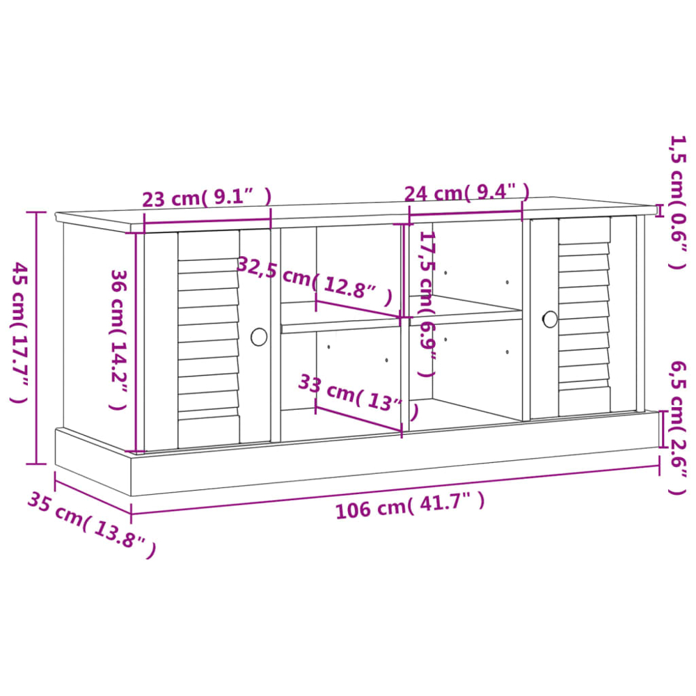 vidaXL 2 Door 4 Shelf Brown Solid Pine Wood Shoe Bench Image 7