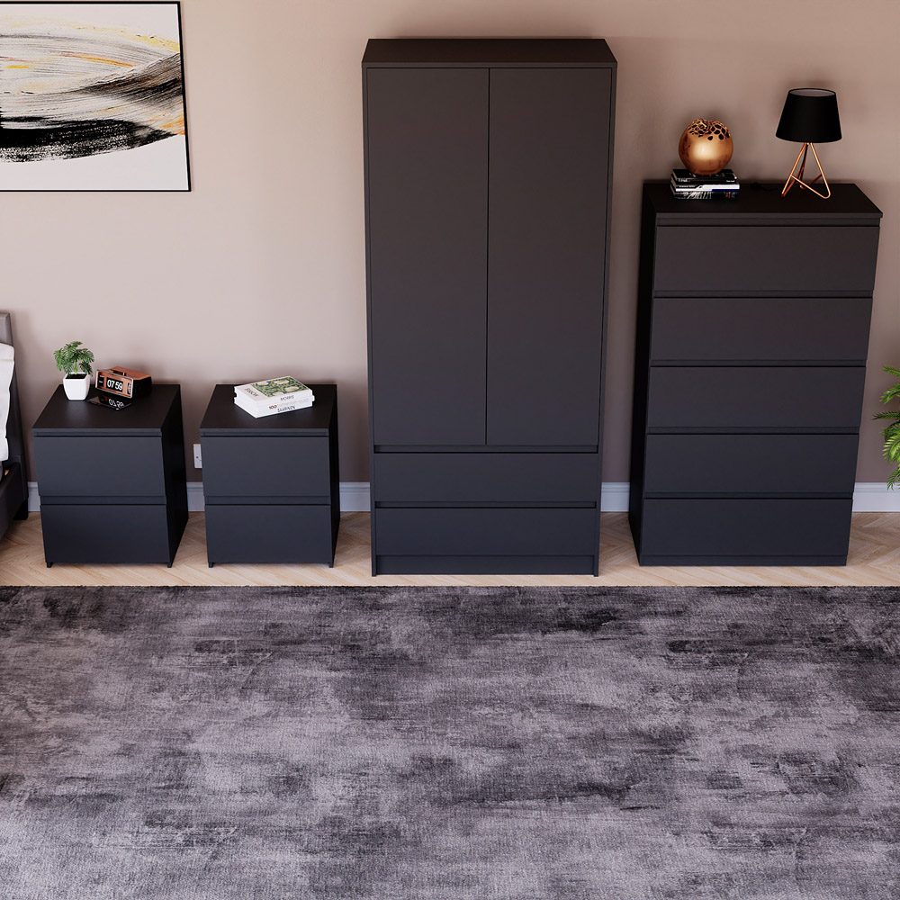 Denver Black 4 Piece Bedroom Furniture Set Image 5