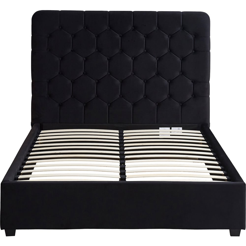 Seconique Madison Double Black Velvet Fabric Bed Frame Image 5