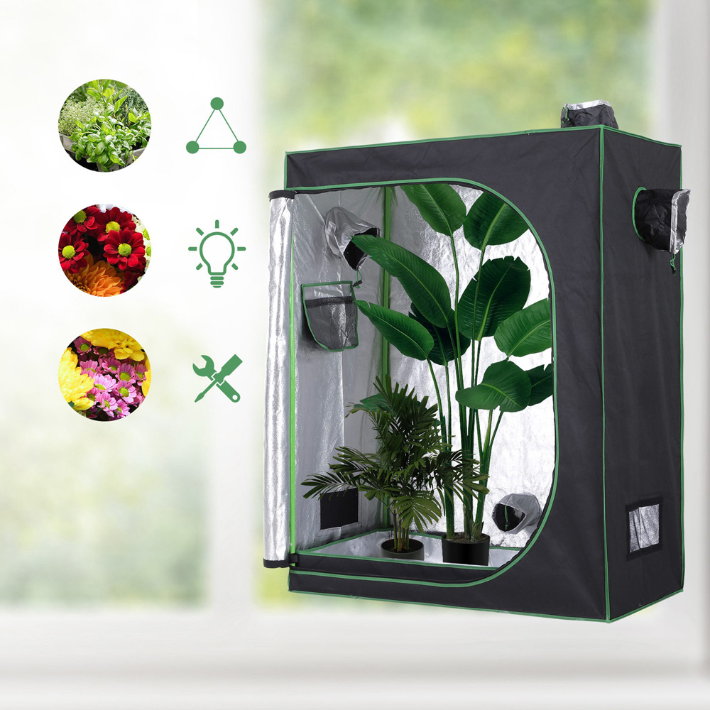 Outsunny Black and Green Oxford Fabric 3.9 x 1.9ft Hydroponic Grow Tent Kit Image 2