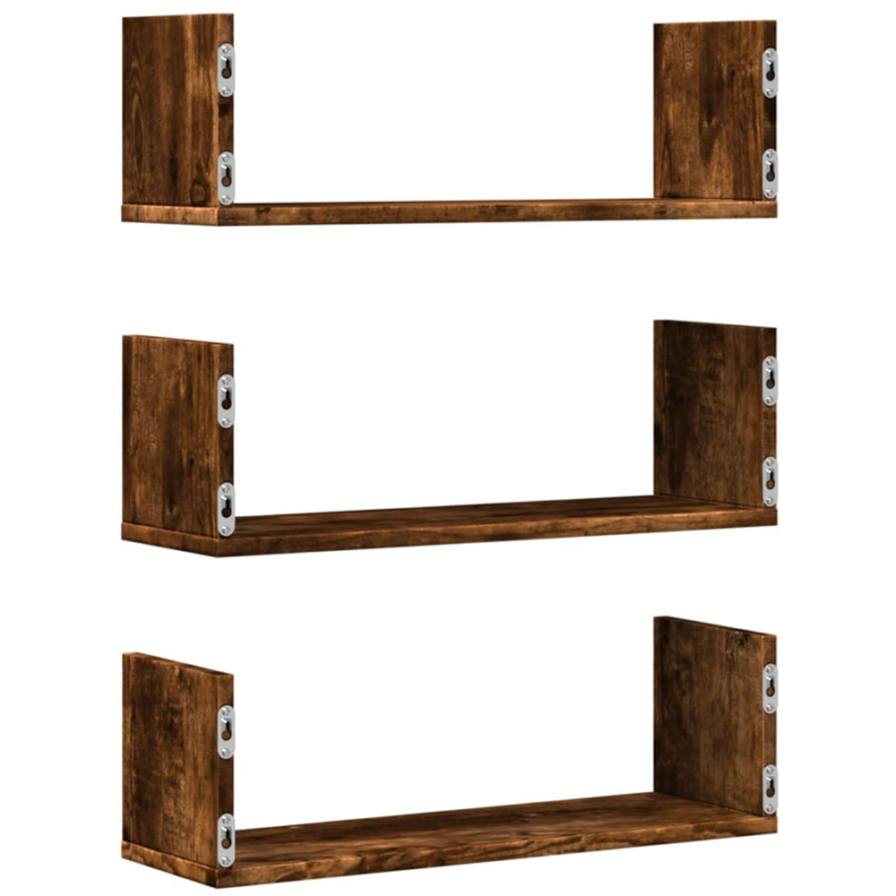 vidaXL 58 x 18 x 18cm Brown Floating Wall Shelf 3 Pack Image 5