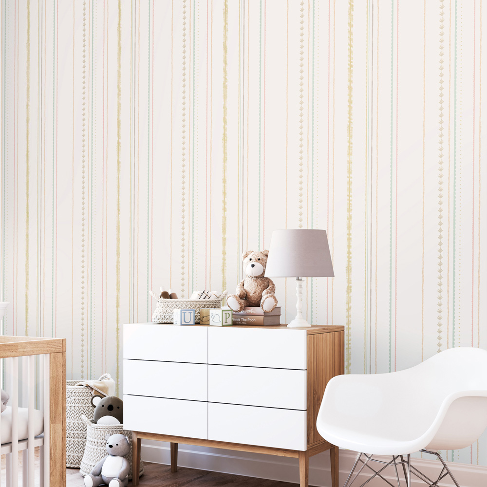 Hoopla Walls Peekaboo Textured Stripe Dolly Mixtures Wallpaper Image 2