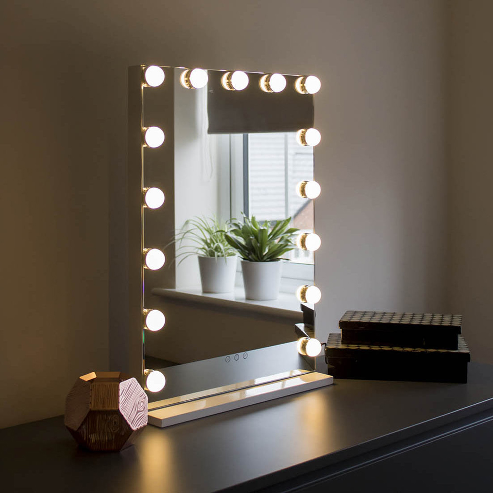 Jack Stonehouse White Madeline Hollywood Vanity Mirror with 15 LED Bulbs Image 5
