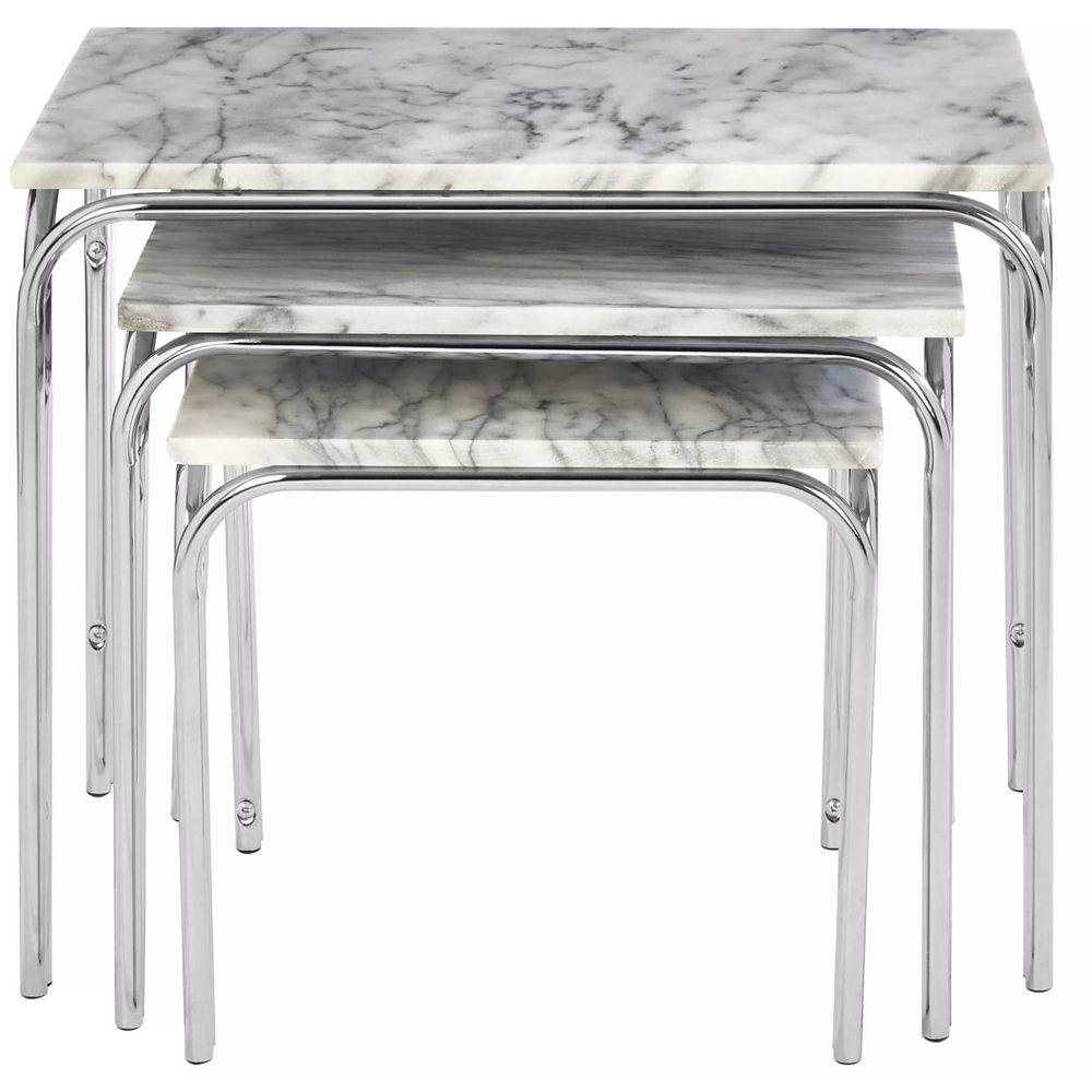 Premier Housewares Chrome Nest of Tables Set of 3 Image 2