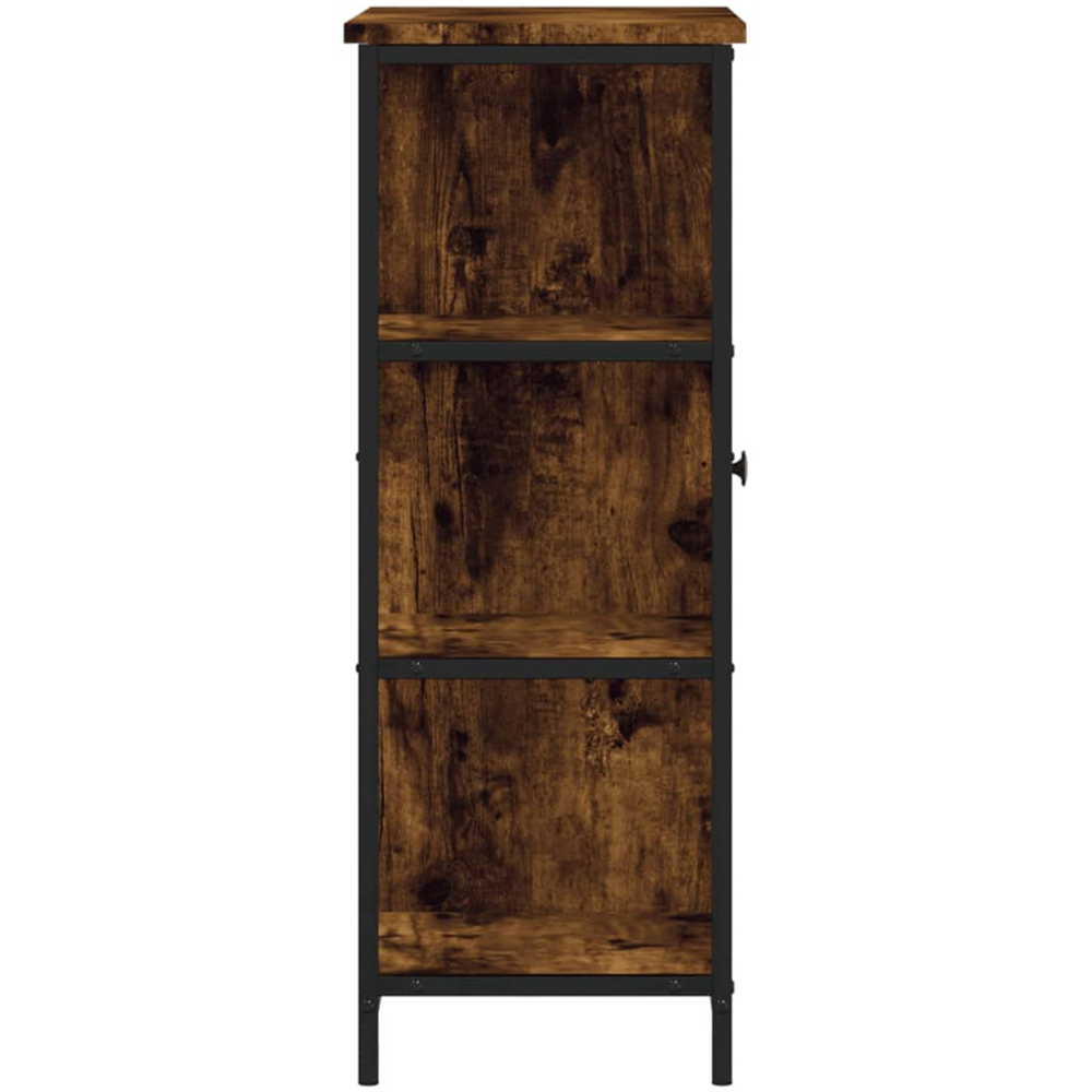 vidaXL Single Door 3 Open Shelf Smoked Oak Sideboard Image 7