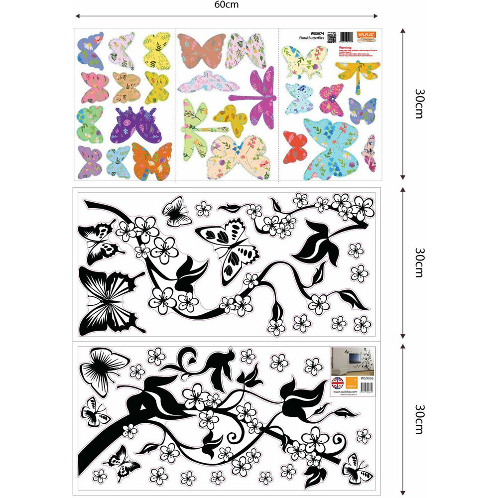 Walplus Kids Colourful Floral Butterfly Self Adhesive Wall Stickers Image 6