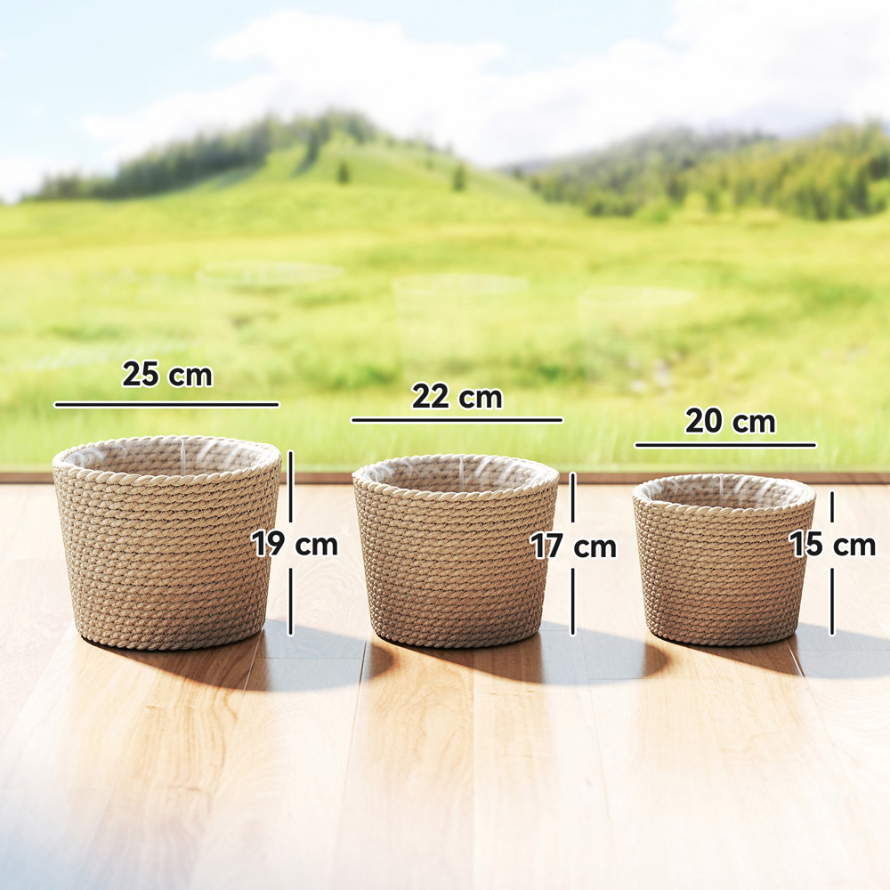 Outsunny Natural Bohemian Style Seagrass Plant Pot Set of 3 Image 9