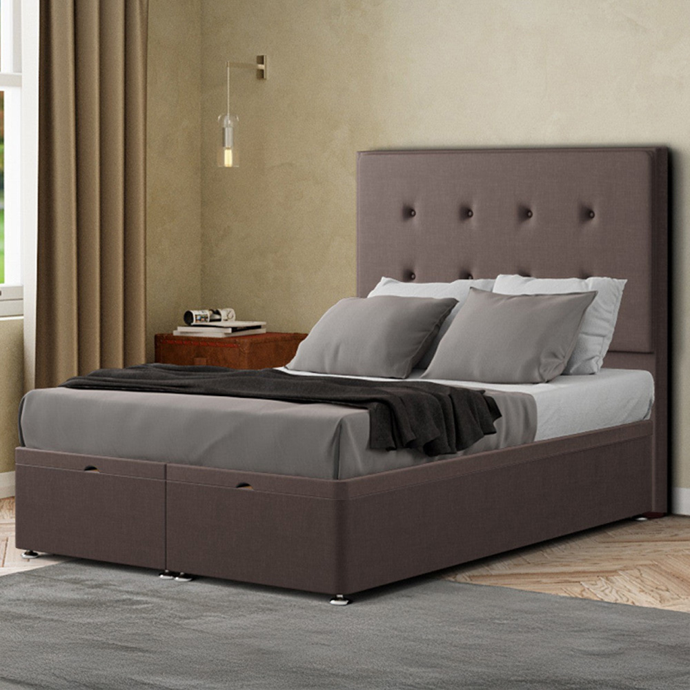 Eleganza Darlington Small Double Slate Malham Weave Ottoman Bed with Floor Standing Headboard Image 1