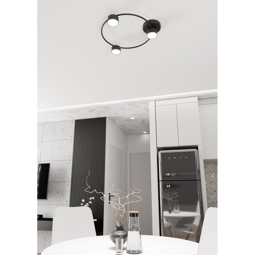 Emibig Lucio 3 Light Ring Design Black Ceiling Lamp Image 5