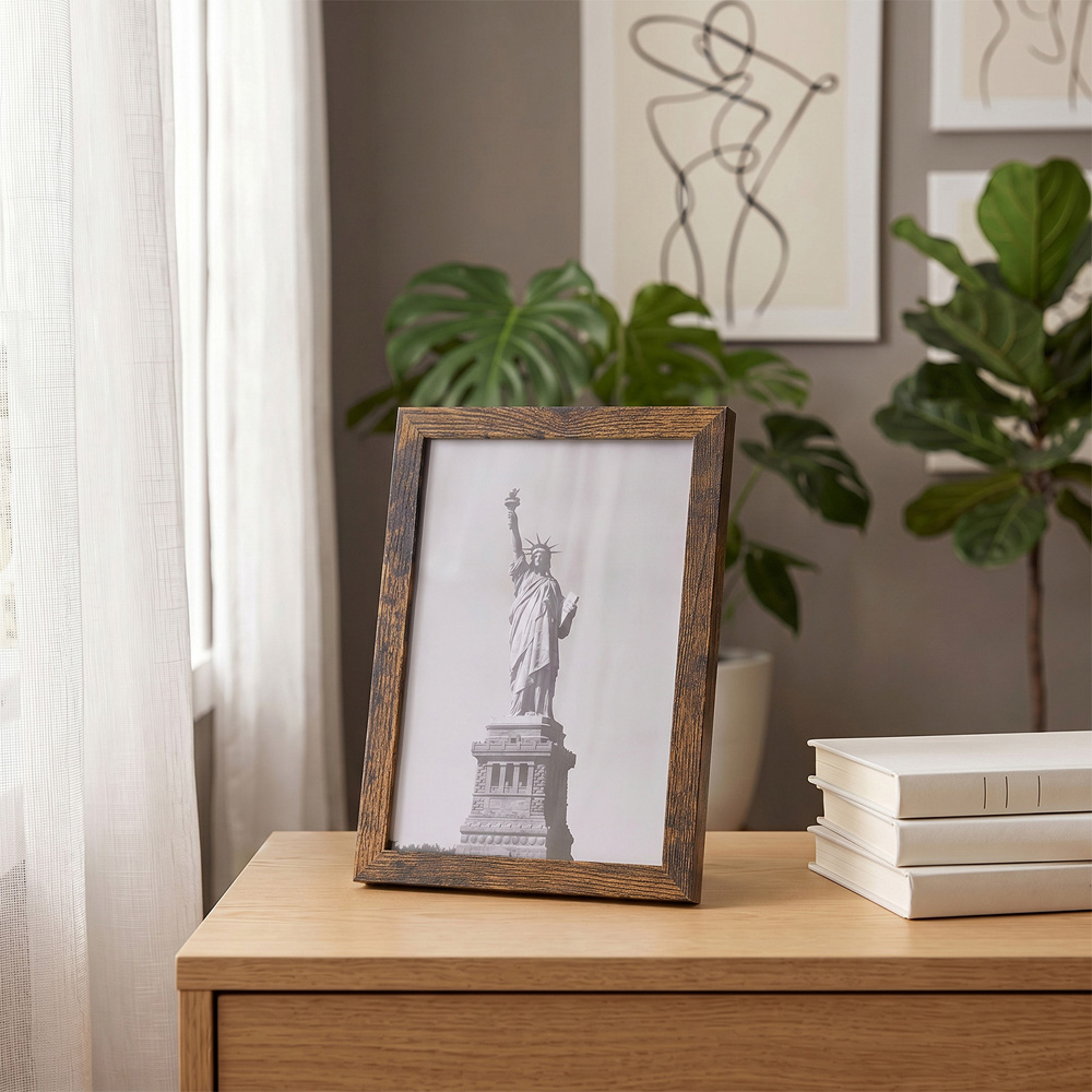 Living and Home Dark Walnut Wood Grain Photo Frame 5.8 x 8.3 inch 5 Pack Image 7