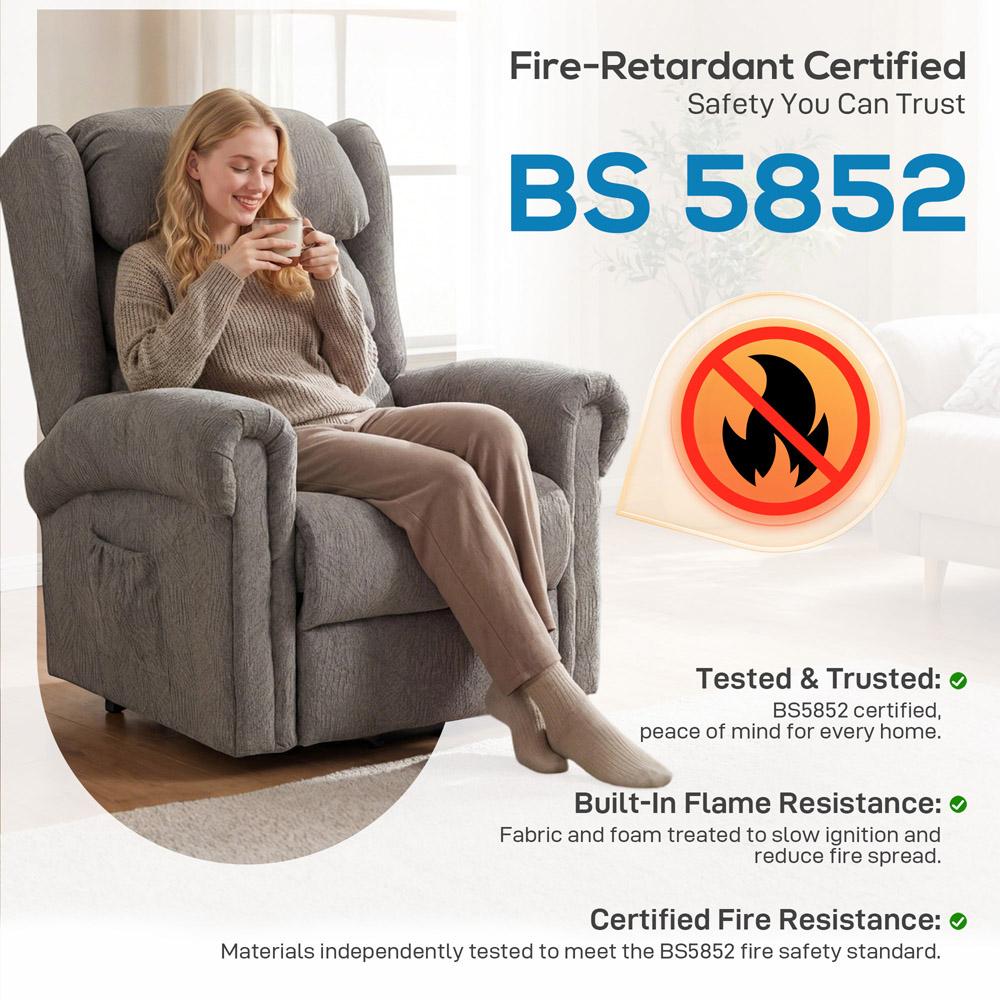 Portland Dark Grey Electric Power Lift Recliner Armchair with Remote Image 8