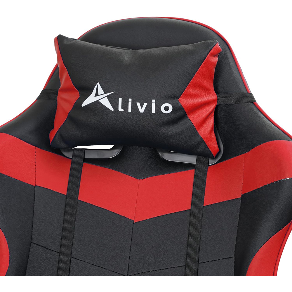 Alivio Red and Black Ergonomic Swivel Gaming Chair with Footrest and Lumbar Support Image 5