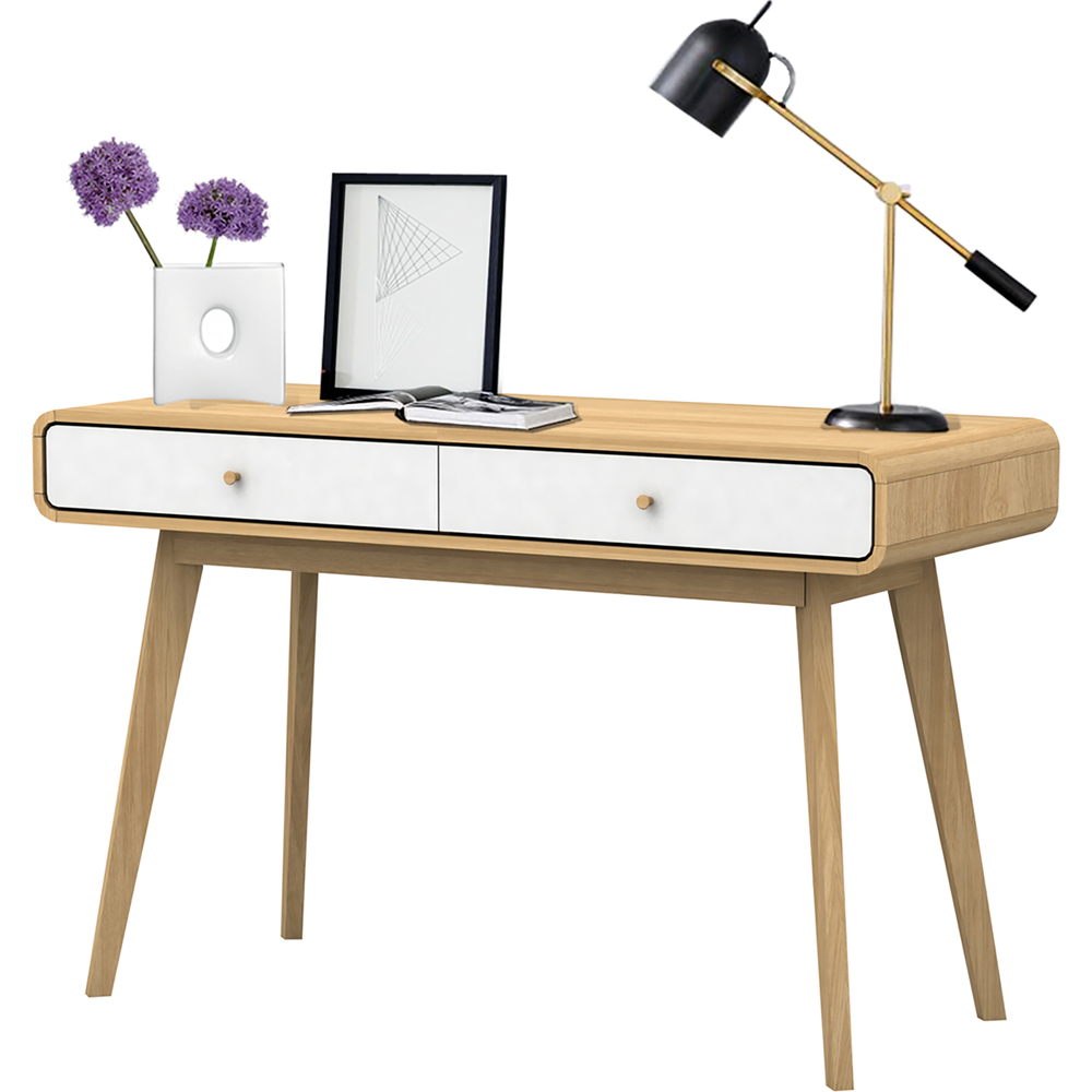 Loft24 Cassie 2 Drawer Oak White Compact Desk Image 4
