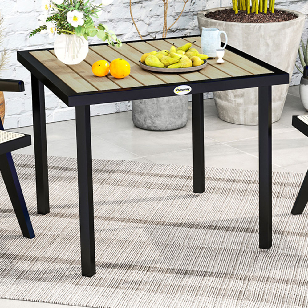 Outsunny 4 Seater Garden Table with Parasol Hole Brown Image 1