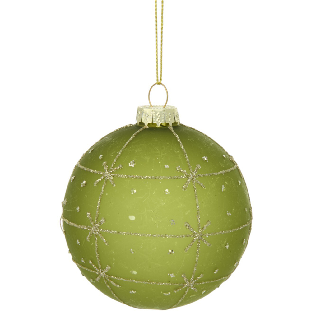Glitter Olive Green Bauble Image 4