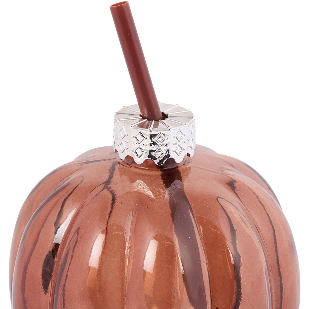 Pumpkin Drinking Jar with Lid and Straw Image 7
