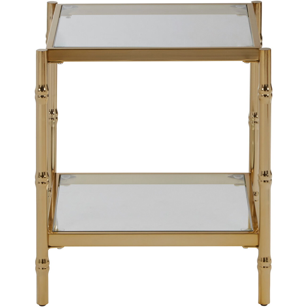 Premier Housewares Kensington Townhouse Single Shelf Gold Finish Knop Square Side Table Image 2