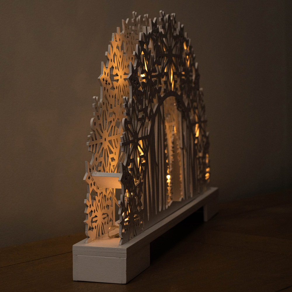 Samuel Alexander White Wooden Snowflake Arch and Trees LED Christmas Decoration 45cm Image 5