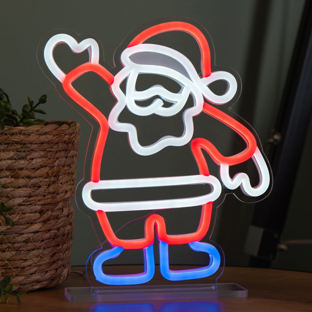 Samuel Alexander Multicolour LED Waving Santa Table Top Neon Sign 25 x 21cm Image 4