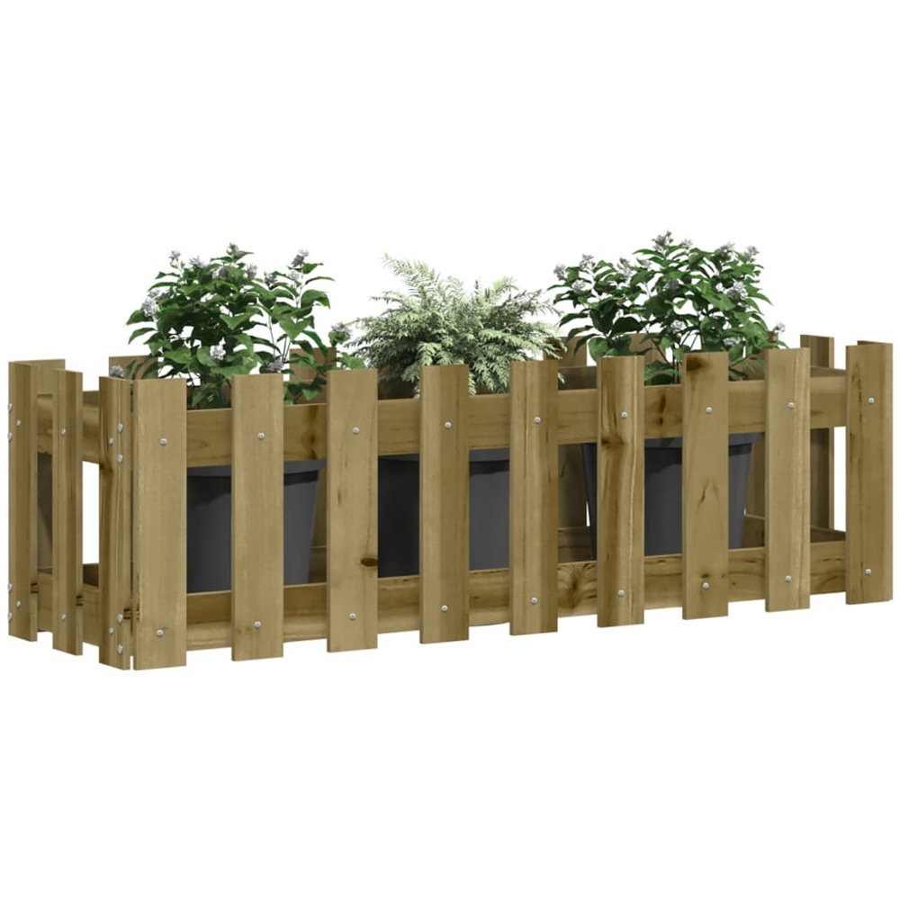 vidaXL Natural Solid Impregnated Pine Wood Fence Design Raised Garden Bed 100 x 30 x 30cm Image 4