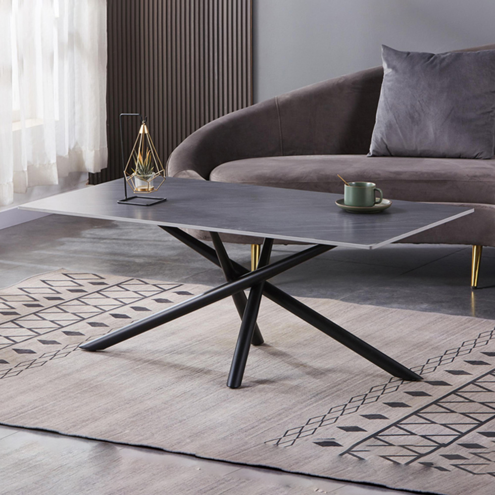 wilko Arlo Grey Wood Grain Ceramic Coffee Table Image 1