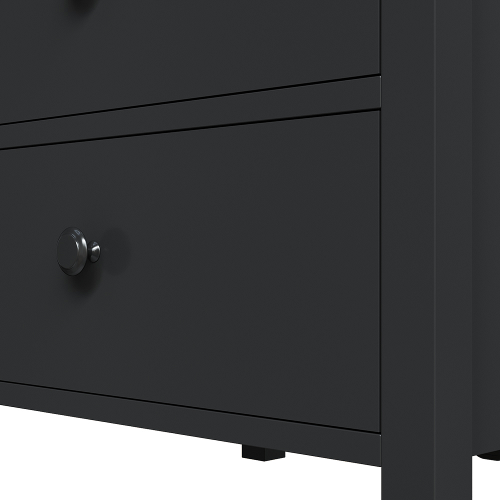 Living and Home 2 Drawer Single Shelf Black Modern Bedside Table with Power Strip Set of 2 Image 6