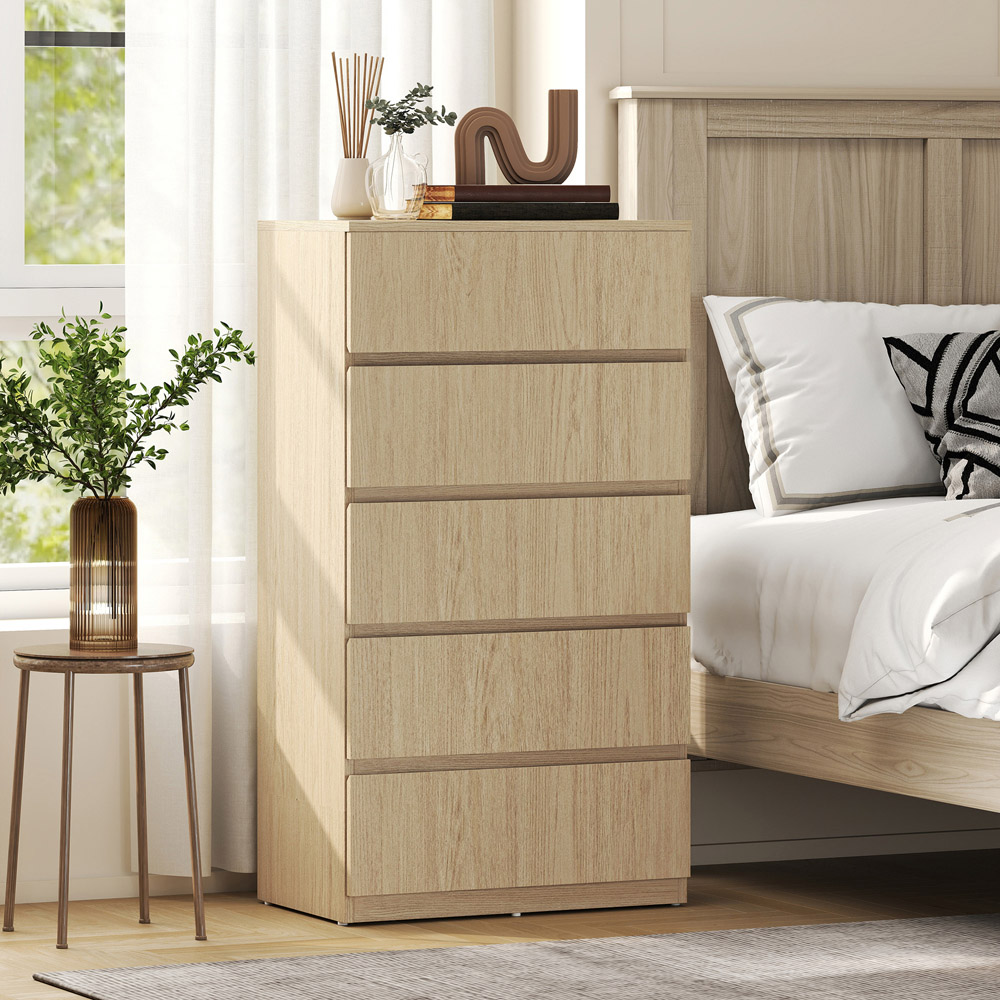Portland 5 Drawer Natural Chest of Drawers Image 6