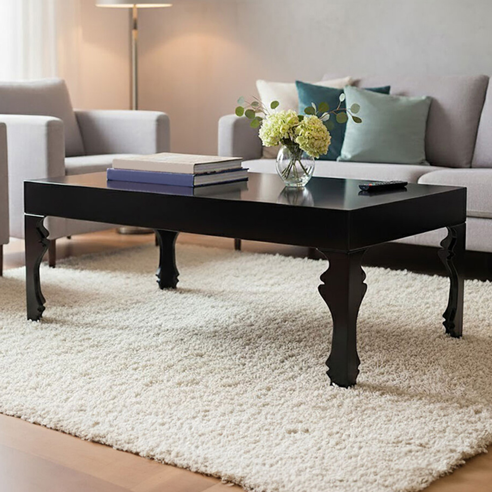 Premier Housewares High Gloss Black Rectangular Coffee Table Image 1