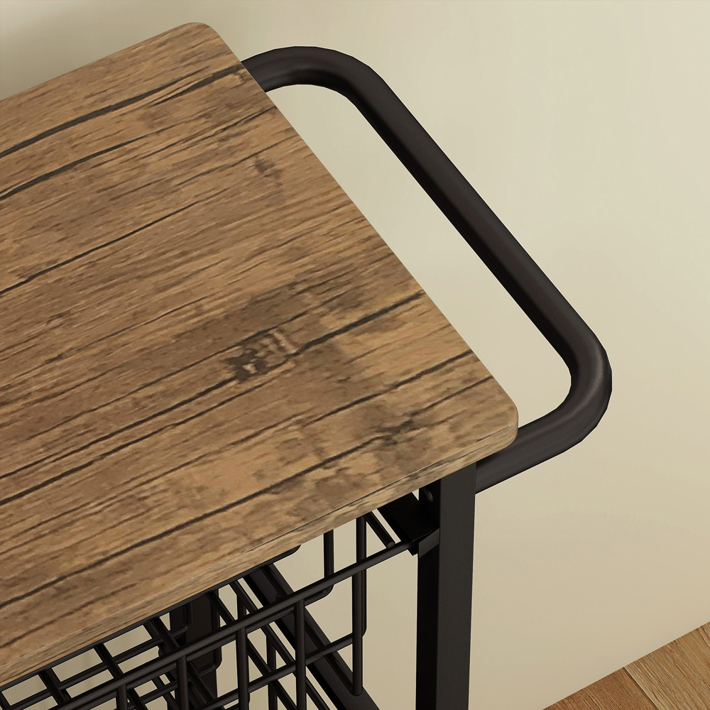 Portland 4 Tier Oak Kitchen Island Trolley with Pull-Out Baskets Image 3