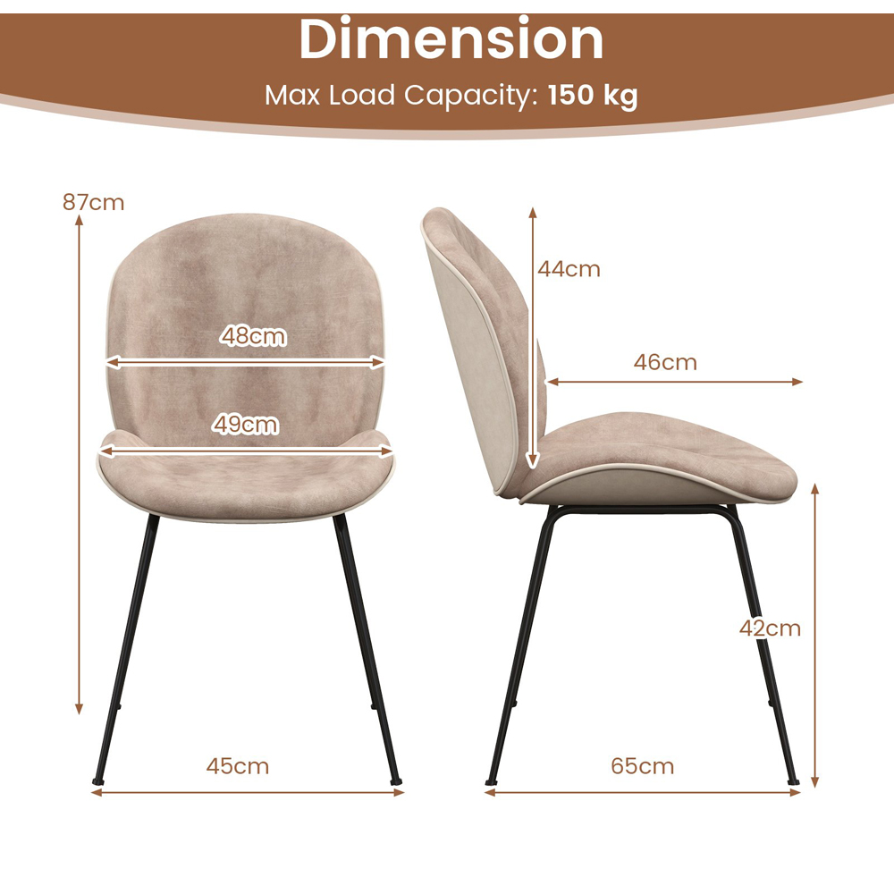 Costway Set of 2 Coffee Velvet Dining Chairs Image 9