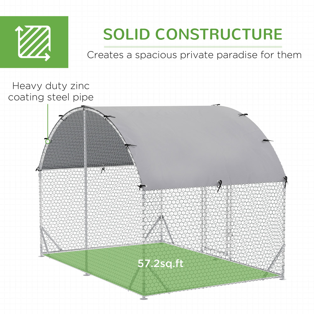 PawHut Walk In Chicken Run with Dome Roof and Cover 1.9 x 2.8 x 2m Image 7