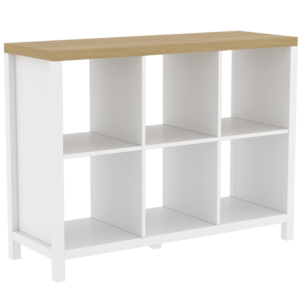 Clever Cube 6 Shelf White and Light Oak Effect Storage Unit Image 2