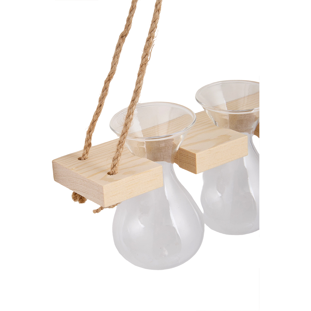 Living and Home 3 Vase Natural Wood Wall Mounted Plant Propagation Station Image 6