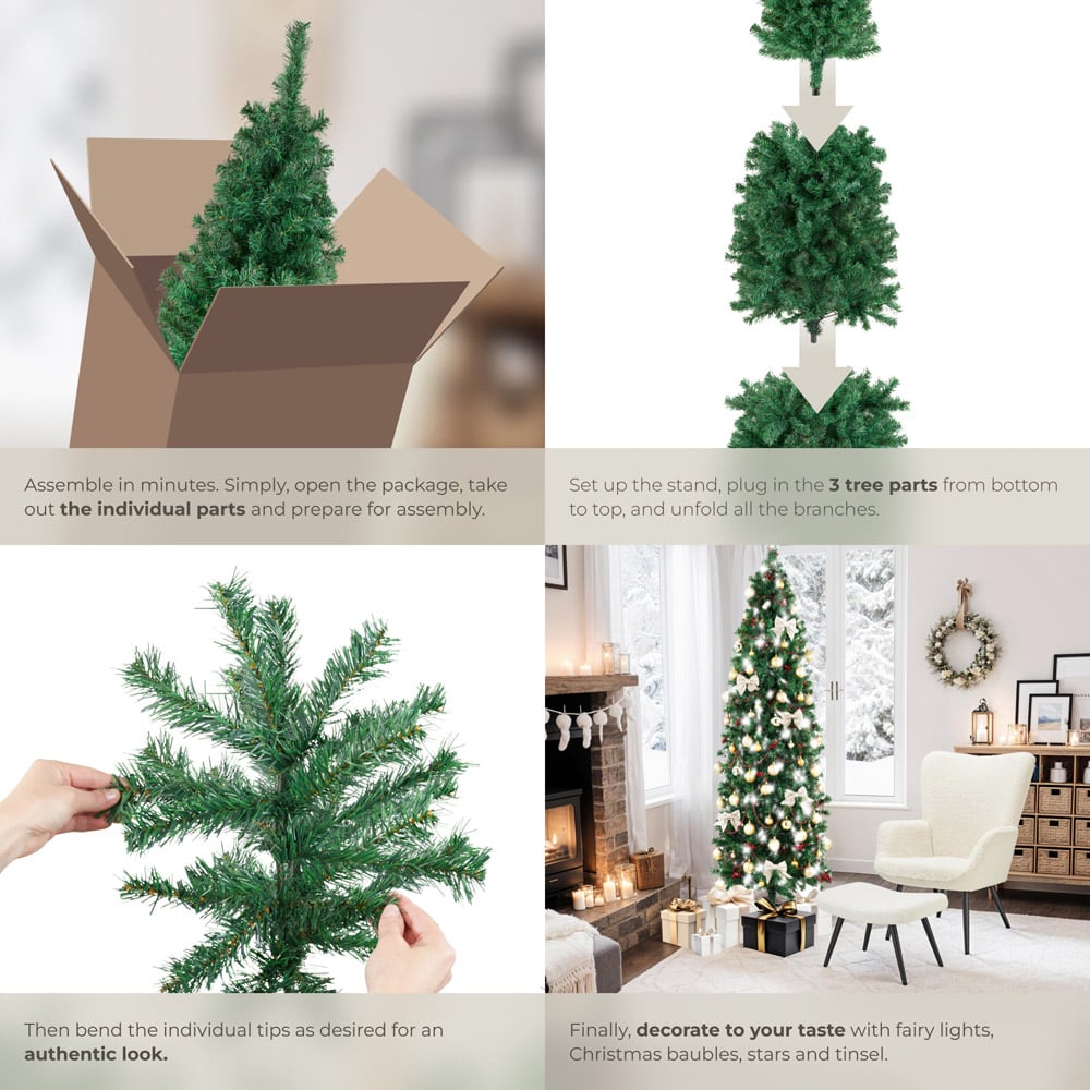 tectake Dense Needle Fir Tree Green Artificial Christmas Tree 6.8ft Image 4