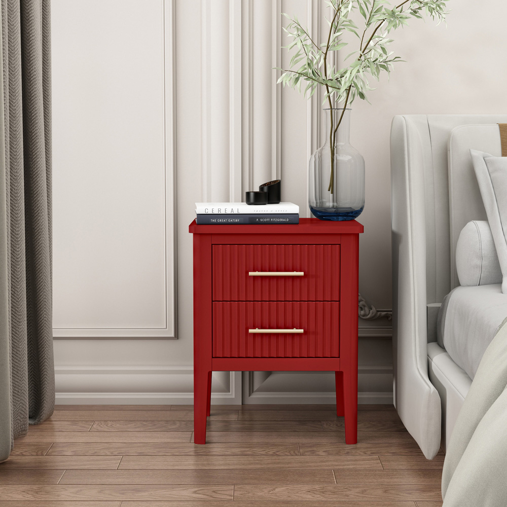 Palau 2 Drawer Red Bedside Table Image 8