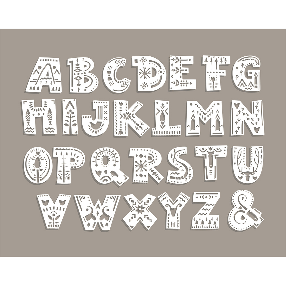 Origin Murals Alphabet Patterns Multicolour Wall Mural Image 2
