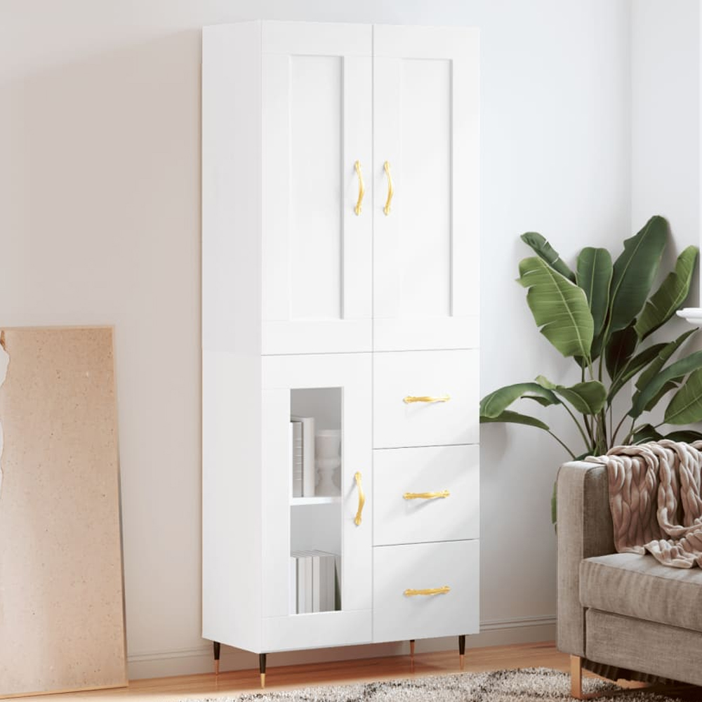 vidaXL 3 Door 3 Drawer White Highboard Image 1