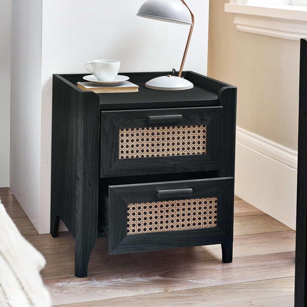 Julian Bowen Sydney 2 Drawer Black Ash Bedside Table Image 2