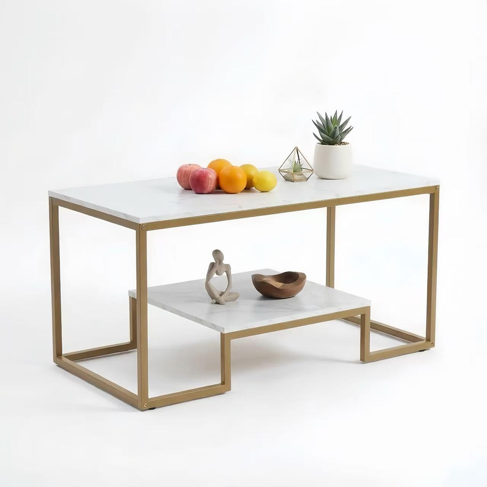 Alivio Single Shelf White Modern Industrial Coffee Table Image 2