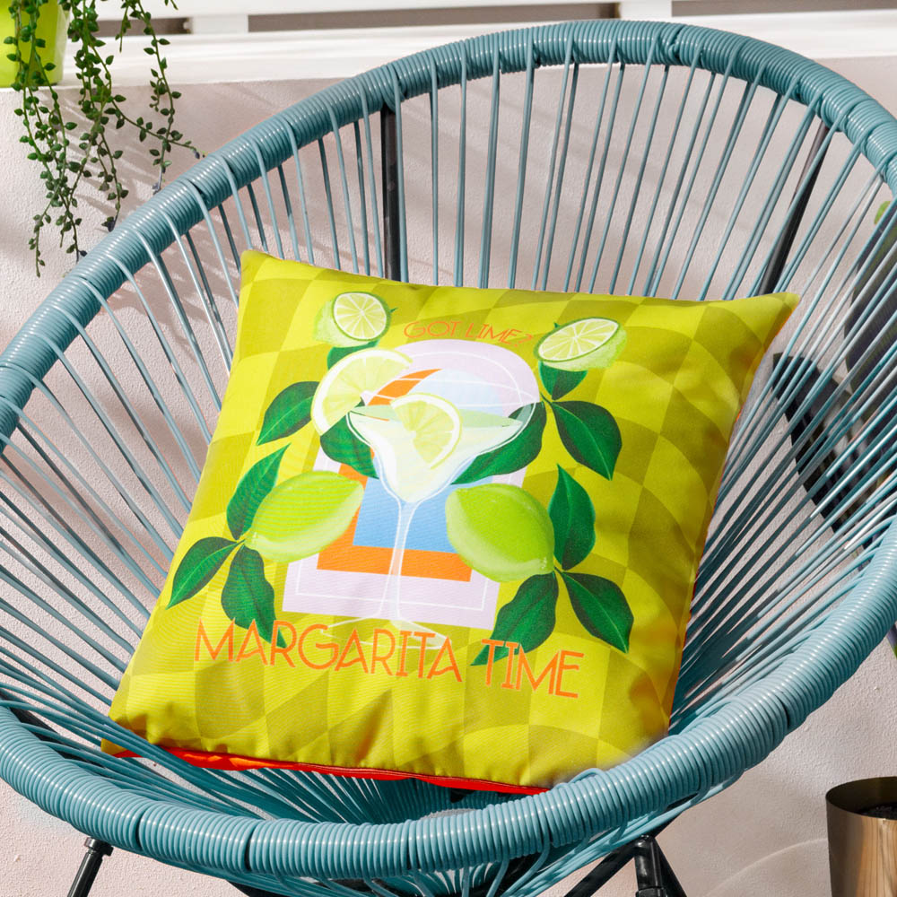 furn. Margarita Lime Abstract Outdoor Reversible Cushion Image 2