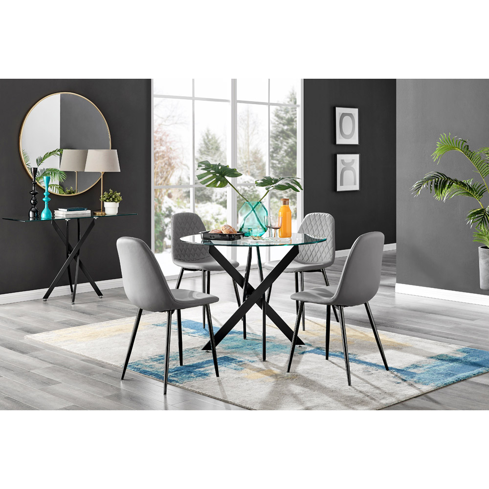 Furniturebox Arona Solara 4 Seater Round Dining Set Black and Grey Image 9