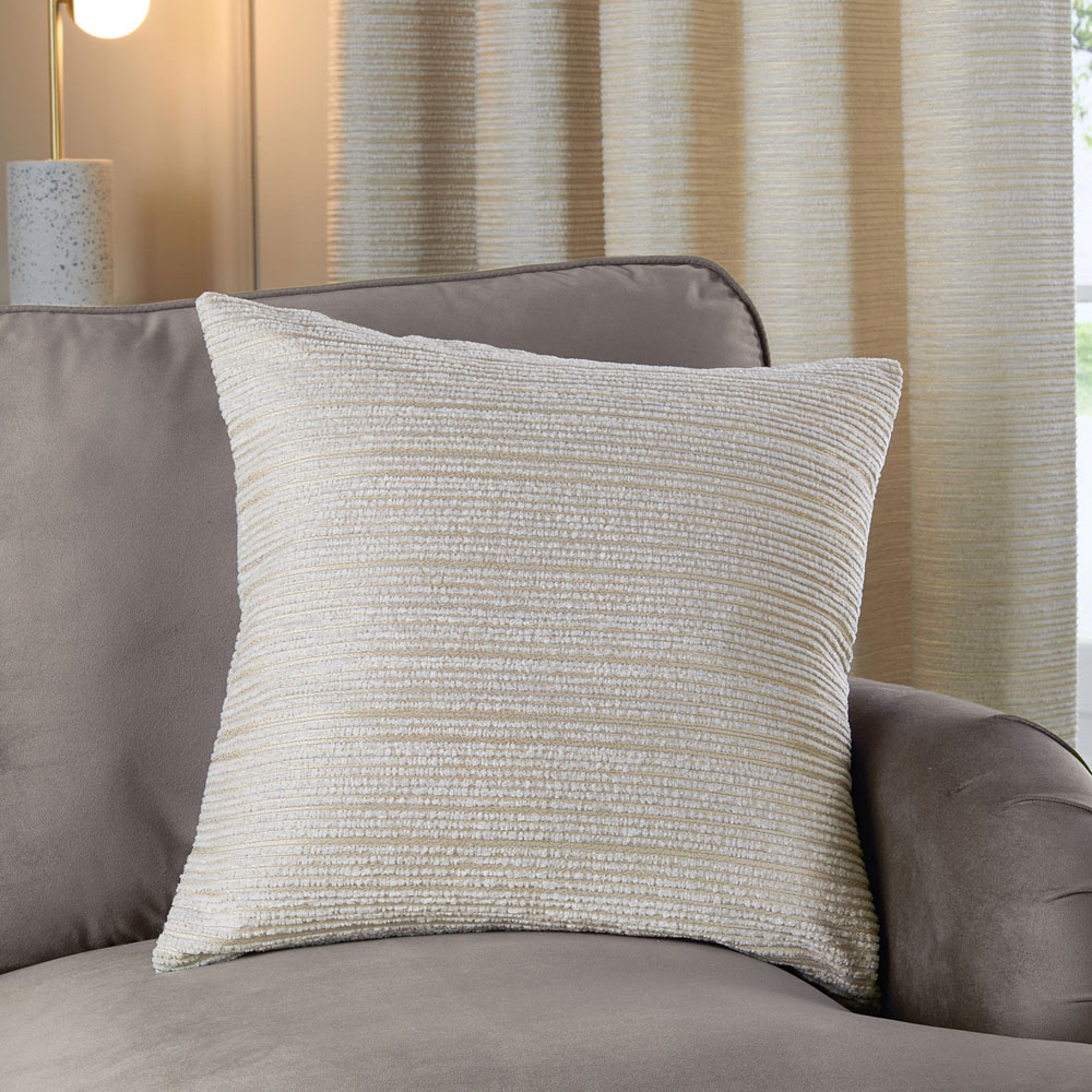 Paoletti Jupiter Ivory and Gold Chenille Jacquard Cushion 50 x 50cm Image 2