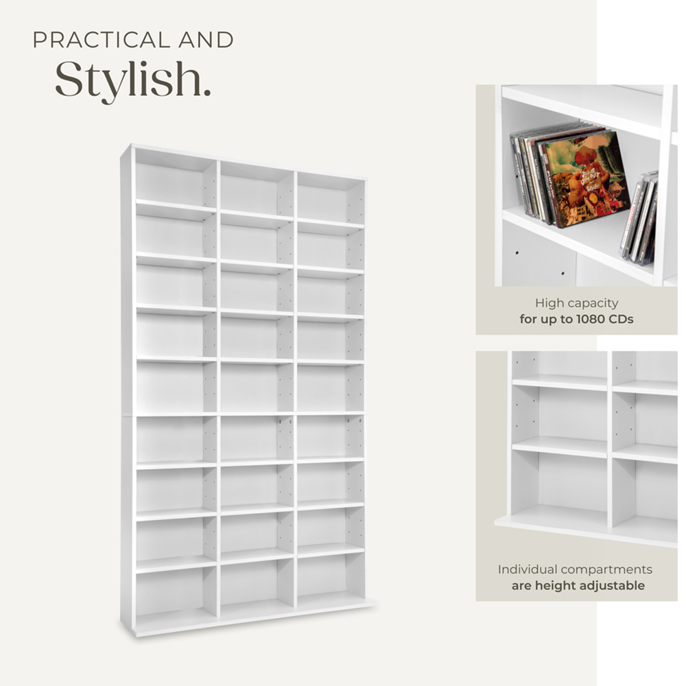tectake Christel 27 Shelf White CD Shelf Image 6