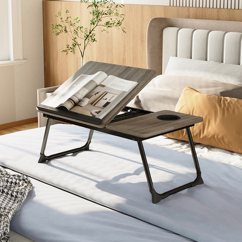 Living and Home Grey Wood Grain Foldable Laptop Bed Table Image 7