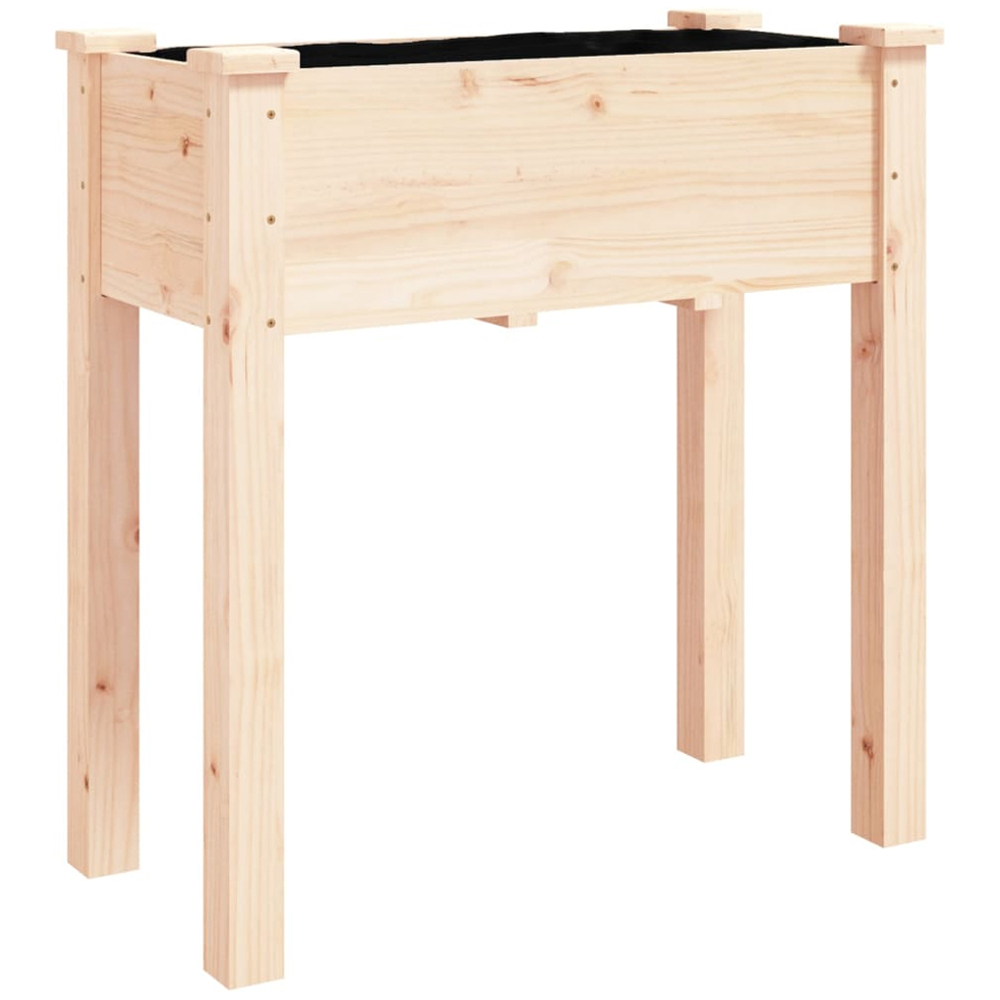 vidaXL Natural Solid Fir Wood Wheeled Garden Planter with Liner 71 x 37 x 80cm Image 2