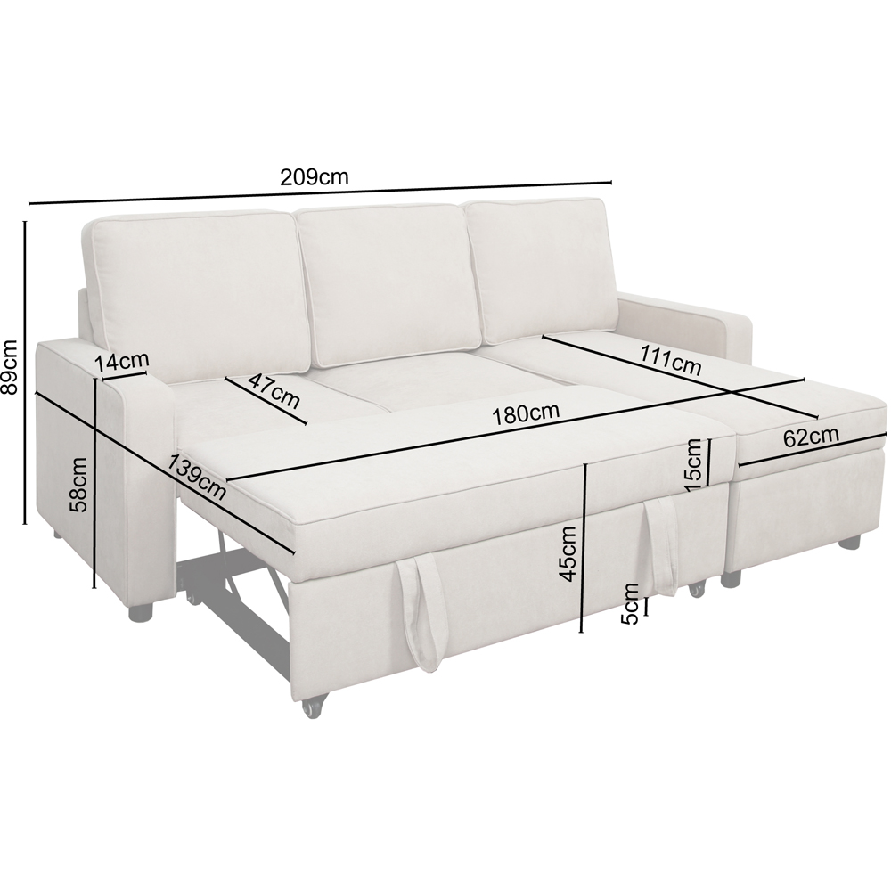 Selene Double Sleeper Beige Linen Corner Sofa Bed Image 9