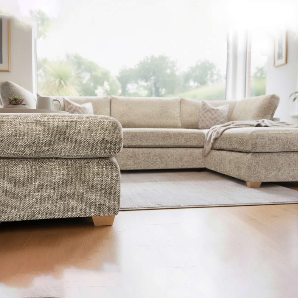 Carina Enzo 5 Seater Stone U-Shape Sofa Image 3