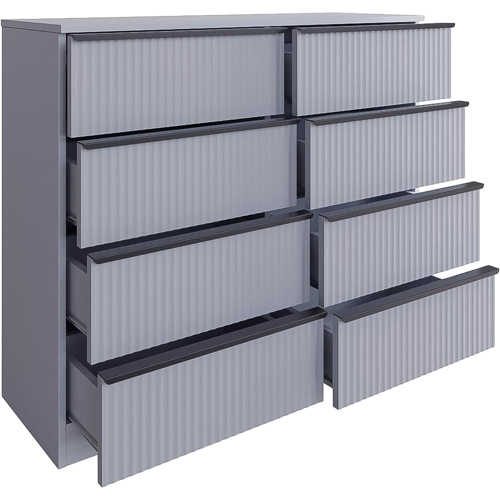FWStyle Lania 8 Drawer Dark Grey Scalloped Ripple Effect Chest of Drawers Image 3