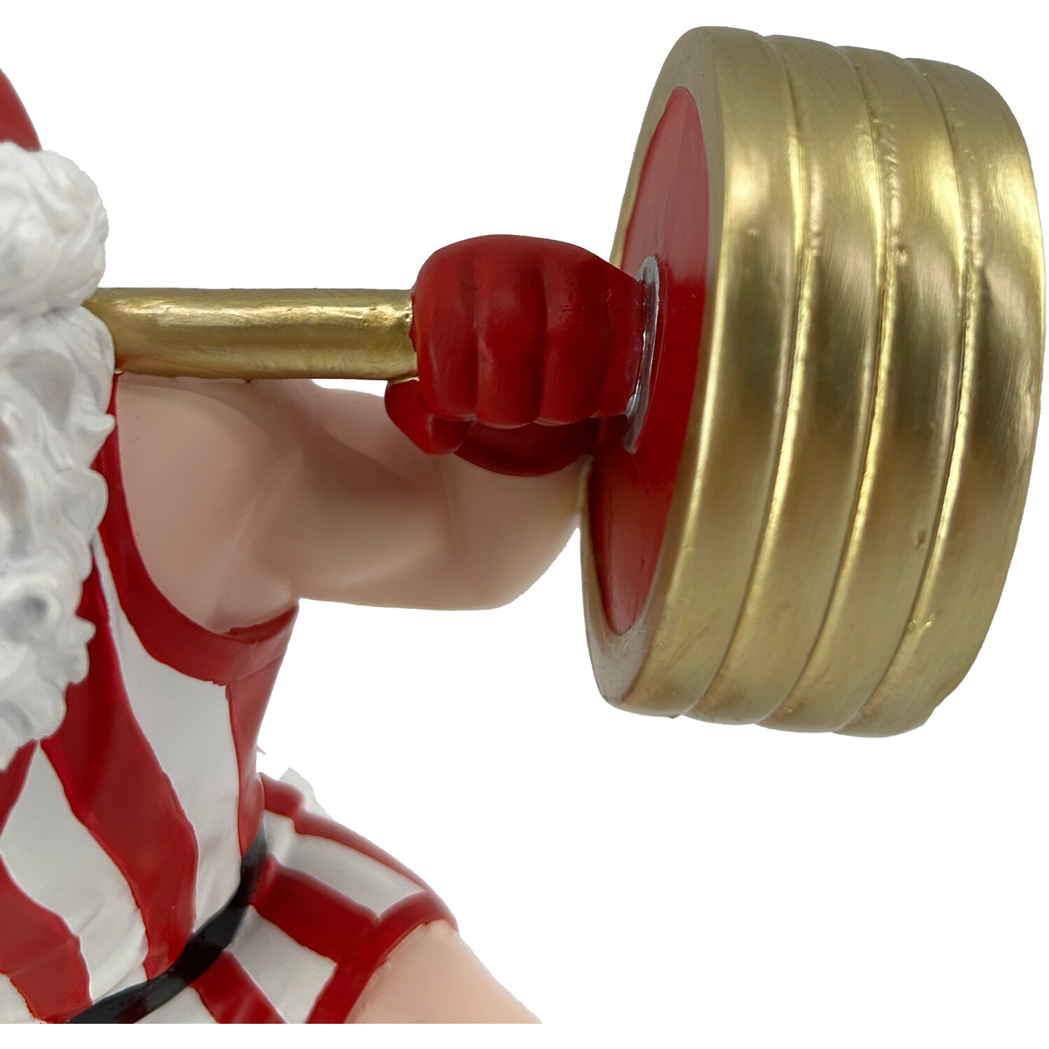 Weight Lifting Santa Standing Decoration Red and White Image 5