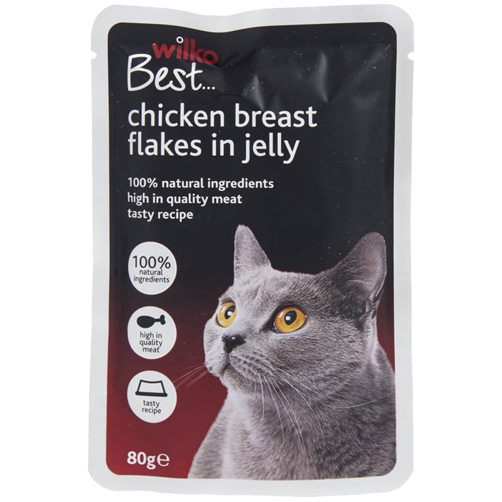 Wilko Best Chicken Breast Flakes in Jelly Cat Food  Pouch 80g Image 1